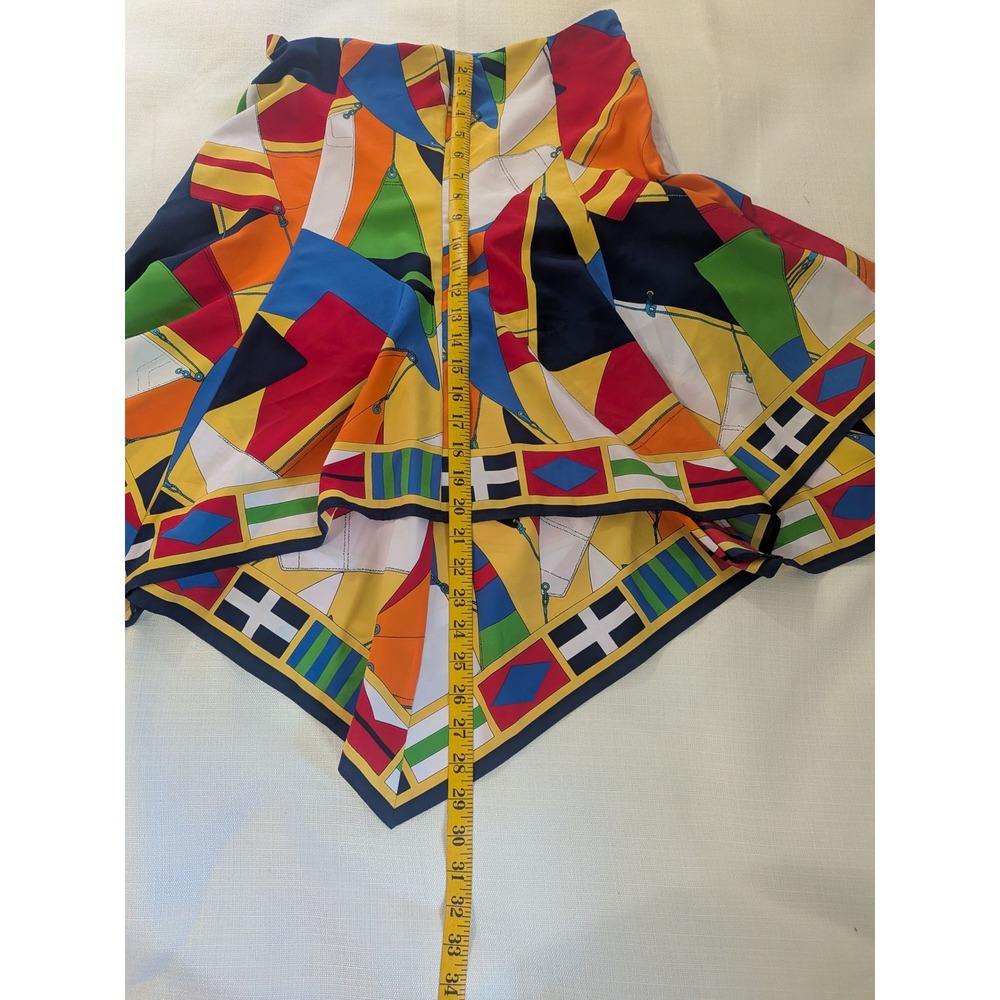 Lauren Ralph Lauren Abstract Geo Midi Skirt Hanky Hem Resort Coastal Size 6 - Picture 4 of 5
